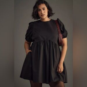 new Anthropologie English Factory Plus Puff-Sleeve Mini Dress black size 1X